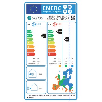 Sendo Aeolos SND-12ALSI2-ID/SND-12ALSI2-OD Κλιματιστικό Inverter 12000 BTU A++/A+ με WiFi